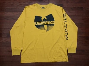 NEW WU TANG CLAN x MARVEL L/S T SHIRT MENS LARGE WAKANDA BLACK PANTHER GOLD - Picture 1 of 5