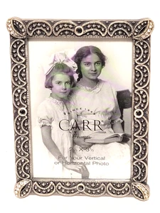 Carr 2.5” X 3.5” Rectangle Half Moon, Jeweled, Genuine Crystal Picture Frame - Picture 1 of 5