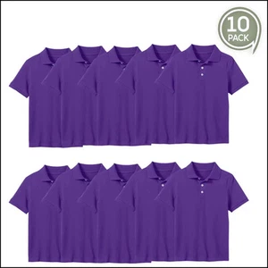 Galaxy by Harvic Boy's School Uniform Polo-10 Pack-Grape, 7 - Picture 1 of 5