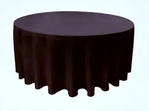 132" Round Polyester Black Tablecloth Elegant Parties Weddings - Picture 1 of 5