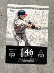 2007 Topps Moments & MIlestones #23 - 146  Hits  Chipper Jones Braves #'d /150 - Picture 1 of 2