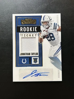 Amostras de ingressos 2020 Contenders Rookie Jonathan Taylor Patch AUTO RC SP /150 - Imagem 1 de 4