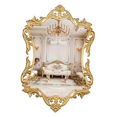 Espejo de pared barroco francés vintage - 17 * 26,5 pulgadas decorativo 26,5" L x 17" W dorado Foto 1 de 4