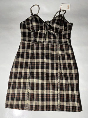 NOVO- Vestido feminino Gianni Bini tamanho XXL com forro superior - Zíper nas costas - Xadrez preto - Imagem 1 de 4