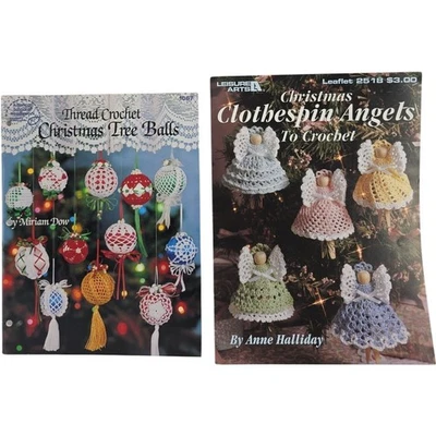 Lote de 2 libros de ganchillo de hilo bolas de árbol de Navidad y ángeles de pinza de Navidad Foto 1 de 4
