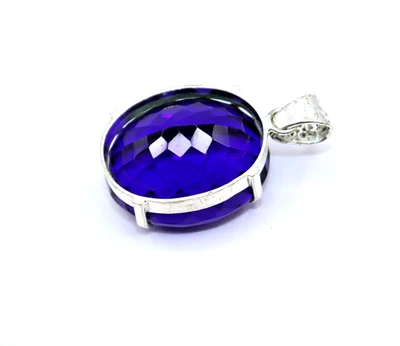 Naturale 61 KT Topazio Blu 925 Argento Sterling Certificato Gemma Ciondolo +Gift - Immagine 1 di 4