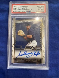 2022 Leaf Trinity Anthony Volpe Clear Auto Gold Foil PSA/DNA Cert Mint 9 Auto 9 - Bild 1 von 5