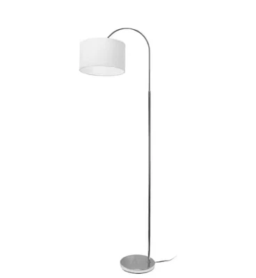 Vista 66 in. Brushed Nickel/White Shade Modern Arched Floor Lamp for Living Room - Image 1 of 4
