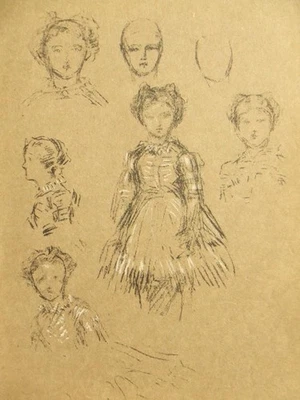 Gravura litográfica estudo James Whistler por Thomas Way 'Baby Leland' 1900's - Imagem 1 de 3