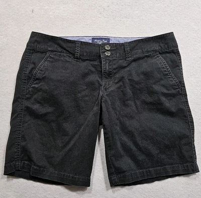 American Eagle Shorts Womens 6 Black Chinos Low Rise Stretch 9" Inseam - Image 1 of 4