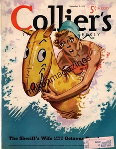 1939 Colliers Original cover only - September 9 - Swimming with the Sea monster - Picture 1 of 1