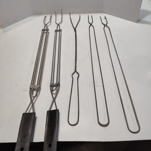Lot of 5 Campfire Hot Dog & Marshmallow Roasting Forks Sticks 2-extendable - Picture 1 of 3