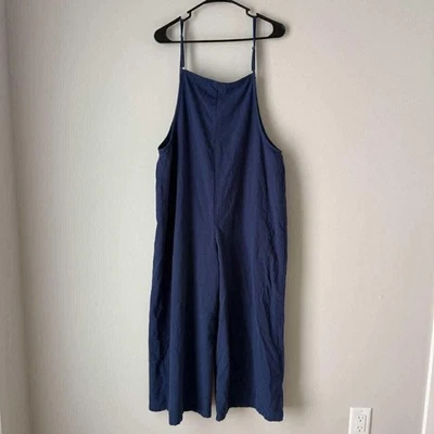 Macacão feminino azul e marinho 100% algodão tamanho médio sem marca - Imagem 1 de 4