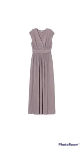 H&M Wrapover Long Pleated Cap Sleeves Maxi Evening Event Dress Size Small - Picture 1 of 12