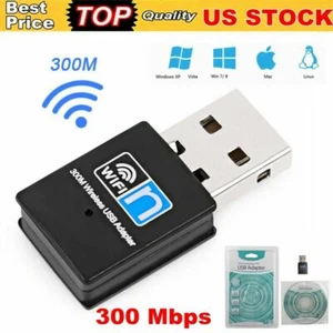 300Mbps USB Wifi Adapter Dongle Wireless Lan Internet for Desktop PC Laptop - Picture 1 of 6