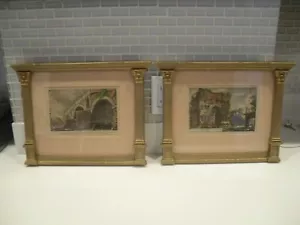 2 ANTIKE BUNDES GESCHNITZTE HOLZSÄULE GOLD VERGOLDET 15 X 11 ZOLL MIT JANOW & Co. NY PUBLICA - Bild 1 von 16
