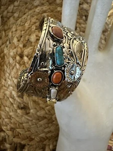 J CREW Turquoise Crackle Brown Stone Native American Cowboy Bracelet NWOT 💗229 - Bild 1 von 7