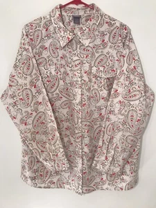Laura Scott Women’s Collar Button Up Shirt Long Sleeve Paisley Floral Sz 20/22W - Picture 1 of 9