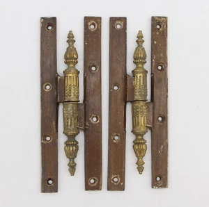Pair of Ornate 7.875 x 2.75 Brass Paumelle Door Hinges - Picture 1 of 5