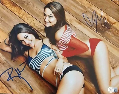Nikki & Brie The Bella Twins Signed WWE 11x14  METALLIC Photo JSA COA HOT - Image 1 of 4