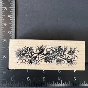 Rubber Stamp PSX G-1958 PINECONE BERRIES BRANCH BORDER ROW - Picture 1 of 3