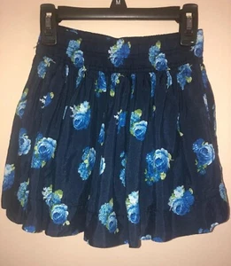 GIRLS MEDIUM BLUE FLOWER SKIRT BY ABERCROMBIE & FITCH Ruffle Lined - Picture 1 of 3