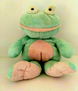 Ty Pluffies Frog Plush Grins Green 100% TyLux Machine Washable Sewn Eyes 2002 - Picture 1 of 7