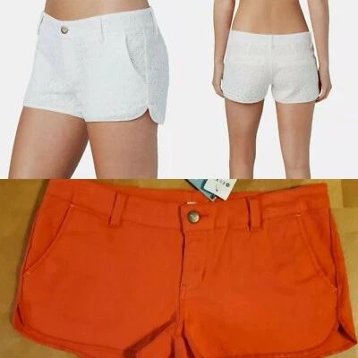Roxy Woman's Orange Casual Shorts Low Rise Flat Front Size 28 New - Image 1 of 4