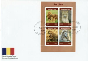 Chad 2019 FDC Lions 4v M/S Cover Big Cats Wild Animals Stamps - Picture 1 of 1