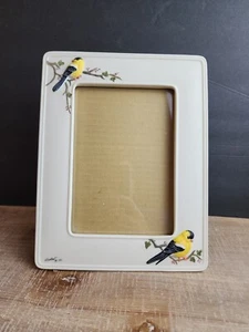 Bird Picture Frame Bisque Porcelain Picture By Burkhart Yellow Chickadess 1990 - Picture 1 of 14