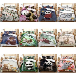 Koala Panda Quilt/Doona/Duvet Cover Set Single/Double/Queen Size Bed PillowCases - Picture 1 of 25