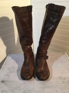 Brown Leather Boots with Buckle Women's size US 7 358 - Picture 1 of 12
