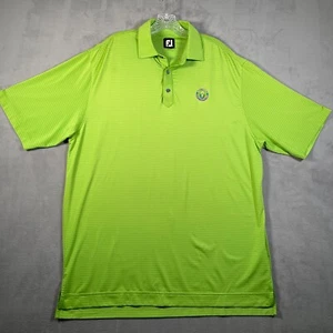 FJ FootJoy Polo Shirt Mens XL Neon Green Stripe Boca Royale Golf & Country Club - Picture 1 of 9