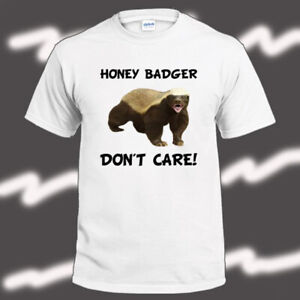 Honey Badger Don't Care Logo Men's White T-Shirt Size S-3XL