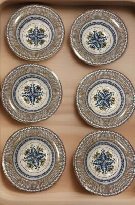 Lote de 6 cuencos de pasta mediterránea Williams Sonoma con borde grande Italia 11,75" Foto 1 de 4