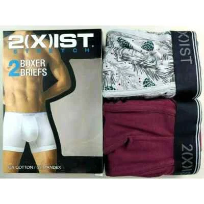 Paquete de 2 calzoncillos boxer para hombre 2(X)IST L 34-36 algodón elástico sin costuras con estampado de pino rojo Foto 1 de 4