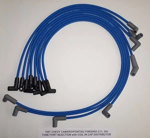 CHEVY CAMARO / PONTIAC FIREBIRD 1987 5.7L 350 TPI BLUE 8mm Spark Plug Wires USA! - Picture 1 of 1