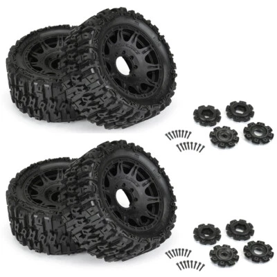 Pro-Line PRO1024010 1/6 Trencher F/R Tires Mounted w/ Raid 5.7" Black Wheels (4) - Image 1 of 4