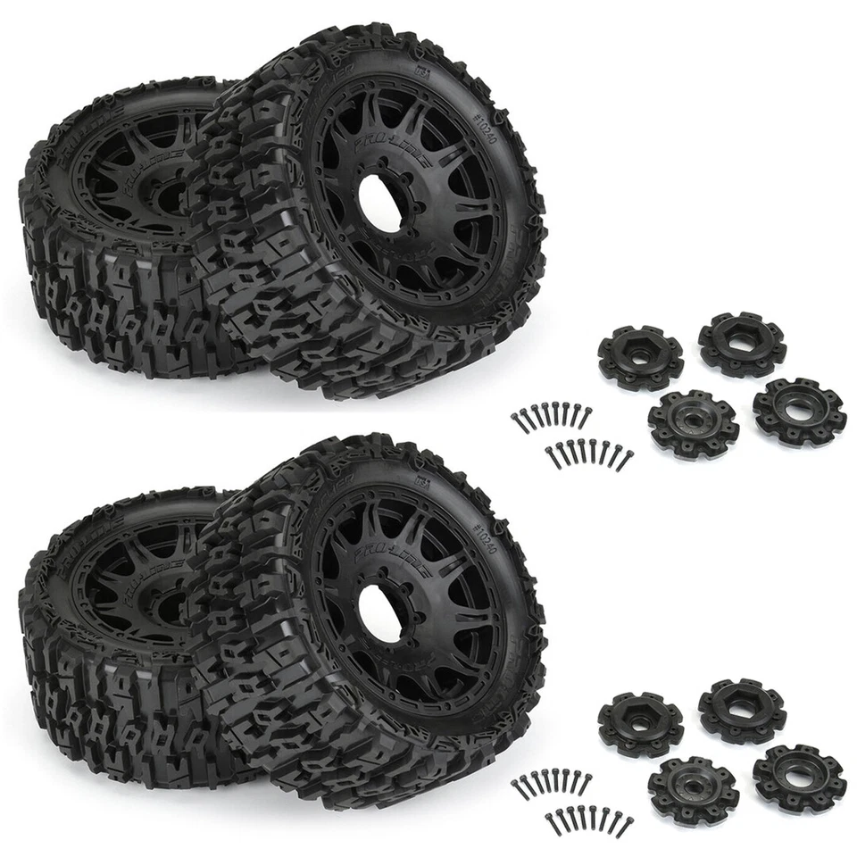 Pro-Line PRO1024010 1/6 Trencher F/R Tires Mounted w/ Raid 5.7" Black Wheels (4) - Image 1 of 4