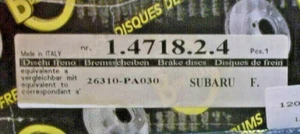 Front Disc Brake Rotor, Pair (2) - Bradi 1.4718.2.4 fits Subaru SVX, 92-97 - Foto 1 di 1