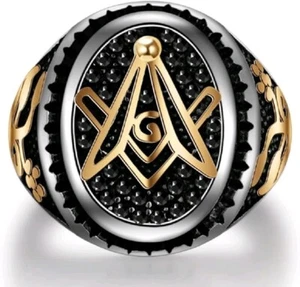 Masonic Ring for Men, Tree of Life Masonic Ring, Gold Masonic Symbol Ring Size12 - Picture 1 of 5