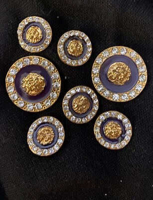 ST JOHN KNITS BUTTONS Replacement, Gold, Black Enamel, Clear Crystals.  Look New - Image 1 of 3