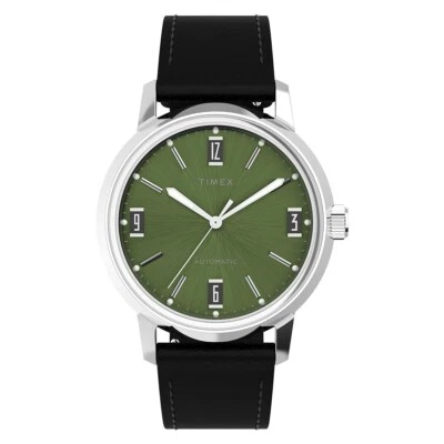 Timex Marlin Automatic Stainless Steel Green Dial Leather Watch TW2V44600 $549 - image 1 of 4