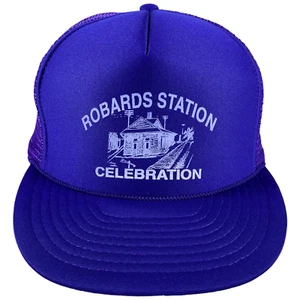 Vintage Robards Train Station Celebration Hat Purple Mesh Snapback Trucker Cap - Picture 1 of 6
