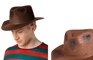 Freddy Krueger Hat Serial Killer Halloween Brown Worn Look Trilby Fancy Dress - Picture 1 of 4