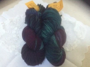 2 Skeins Traci Bunkers Bonkers Yarn 13/4 oz each 100% Merino Wool Blues 112 yds - Picture 1 of 5