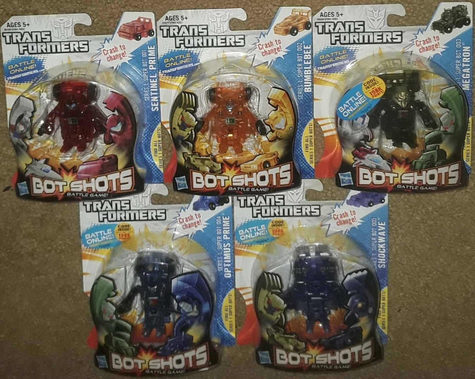 Transformers Bot Shots Super set Shockwave Optimus Bumblebee Sentinel Megatron - Image 1 of 4