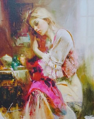 Arte de retrato de mujer sobre lienzo Pino Daeni Love firmado a mano numerado 27/95HC Foto 1 de 4