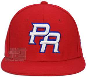 PR Fitted Caps Puerto Rico Embroidered hat Front Side Baseball Size Adult New
