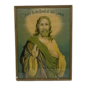Antique Framed Lithograph Religious Print “Christ Head House” - Picture 1 of 8